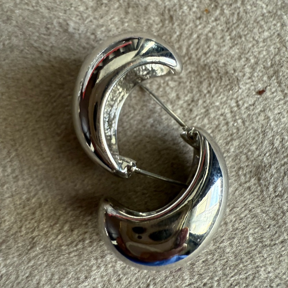 Elegant Silver Crescent Earrings